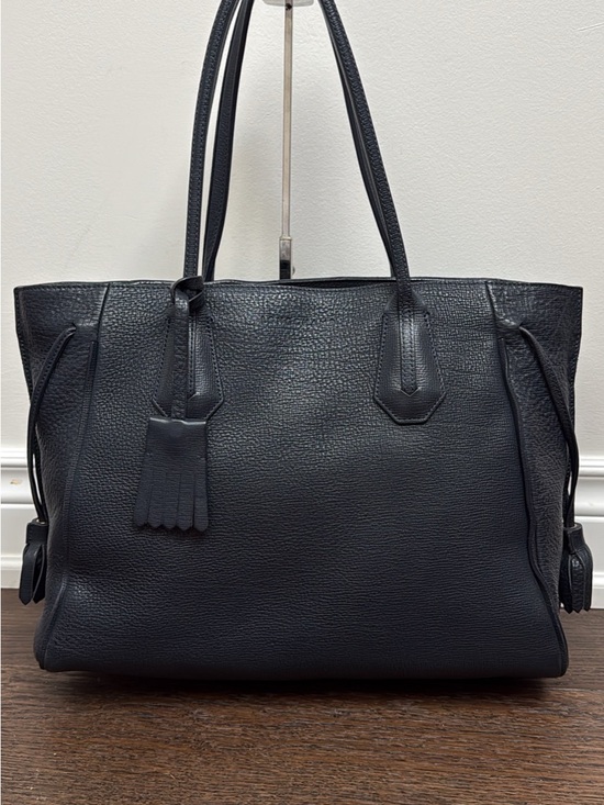 Longchamp Handbags - LONGCHAMP NAVY LEATHER 'PENELOPE' TASSEL TOTE BAG